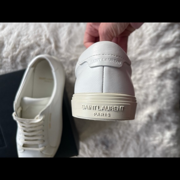 SAINT LAURENT ANDY LOW TOP SNEAKERS IN MOON PLUS. Size 38. - Picture 7 of 12